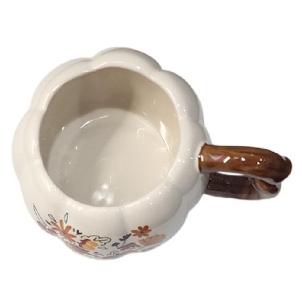 NEW Celebrate Together Fall Floral Pumpkin Figural Stoneware Coffee Hot Tea Mug - Picture 5 of 6